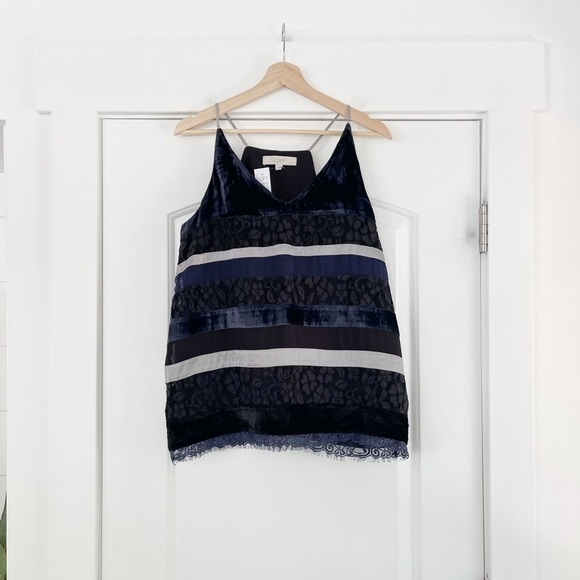Ann Taylor Loft Velvet Lace Striped tank - S - Picture 3 of 8